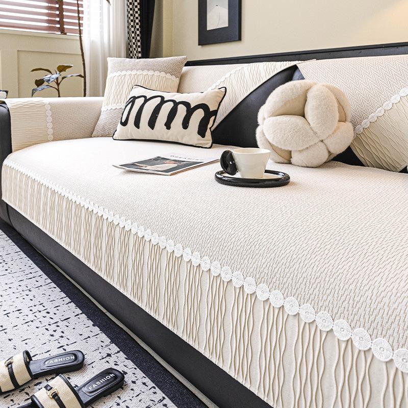 

Cream wind sofa cushion universal in all seasons 2025 new non-slip straight row leather sofa cushion cover cloth towel 70*70cm
