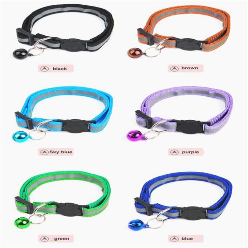 Pet Products Cat Collar Cartoon Cat Head Color Bell Pet Accessories Reflective Dog Collar