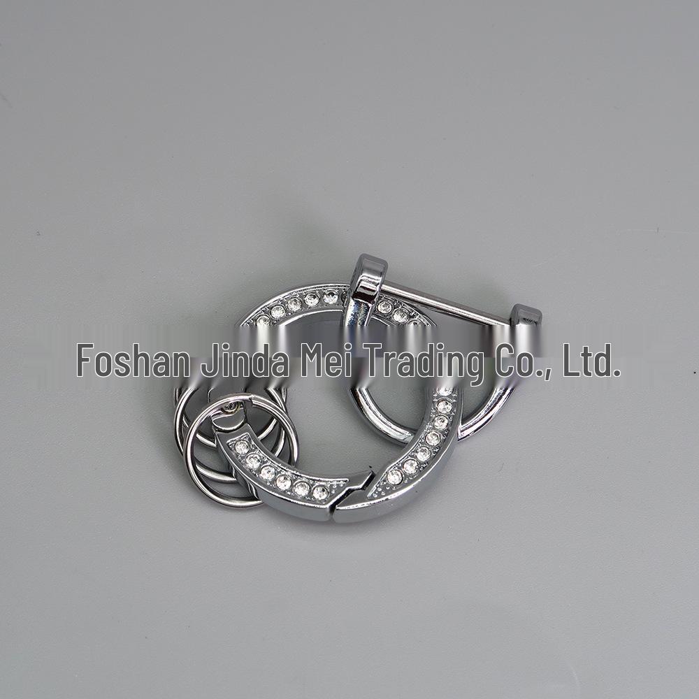 Rhinestone Spring Coil Car Keychain with Horseshoe Buckle - Personalized Zinc Alloy DIY Accessory