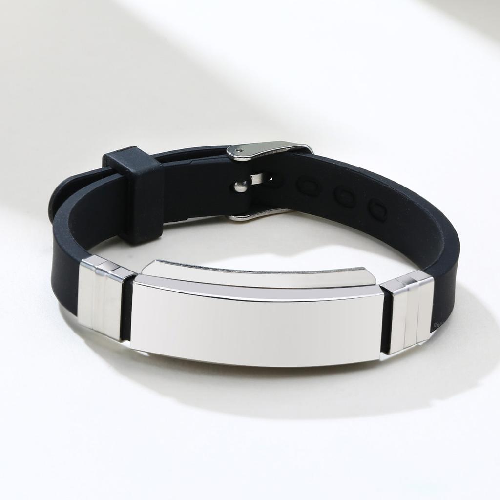 Adjustable Stainless Steel Bracelet for Men Women, Personalized Customize Name Silicone Watch Strap Wristband,Fashion Jewelry
