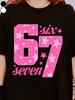 67 Theme TShirt Black 67 Meme Viral TikTok Graphic Holiday Casual Wear Top for Daily Activities Crew Neck Drop Shoulder