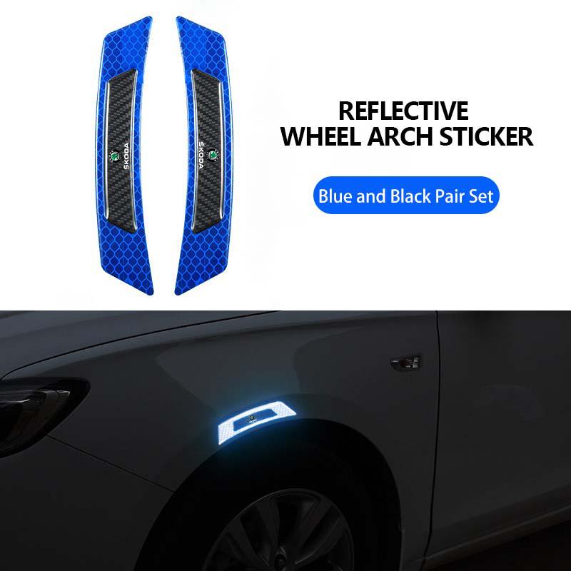 AAFM1 For Skoda Car Wheel Eyebrows Reflector Sticker Strip Safety Warning Reflective Accessories Fabia Kamiq Superb Scala Enyaq-iV MK3