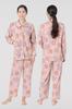 Bon Sommeil Cotton Blend Top and Bottom Front Comfortable Sleep Design Pink X Women's Long-Sleeved Pajamas, Set, Opening, (L, Flower)