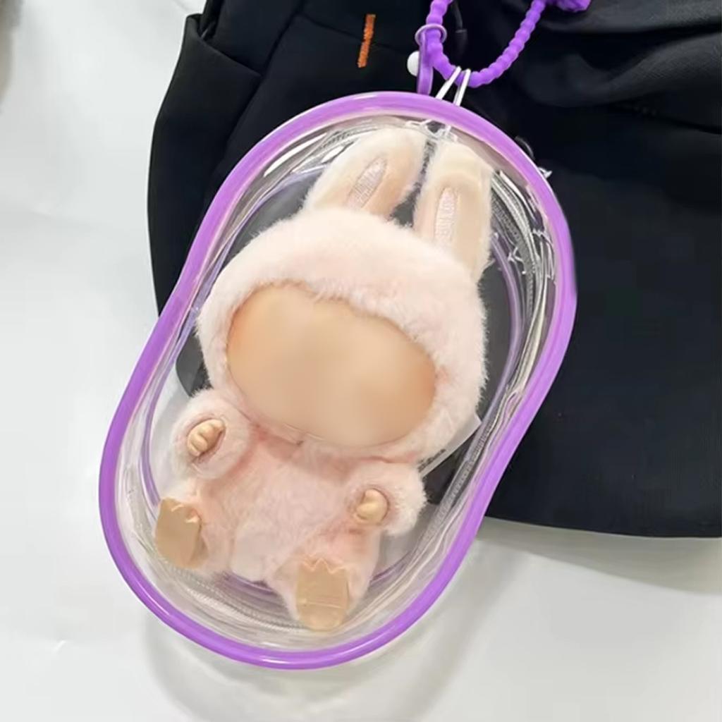 PVC Transparent Doll Carrying Bag  Doll Style Clear Display Window | Dustproof Zipper for Mini Figures & Keychain Accessories