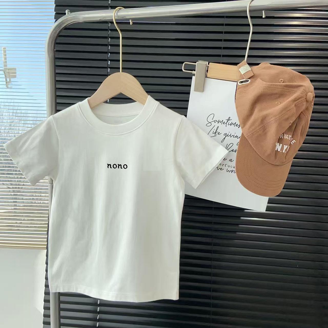Kids Cotton Letter Print Loose Short Sleeve T Shirt Boys Girls Summer Casual Top 90