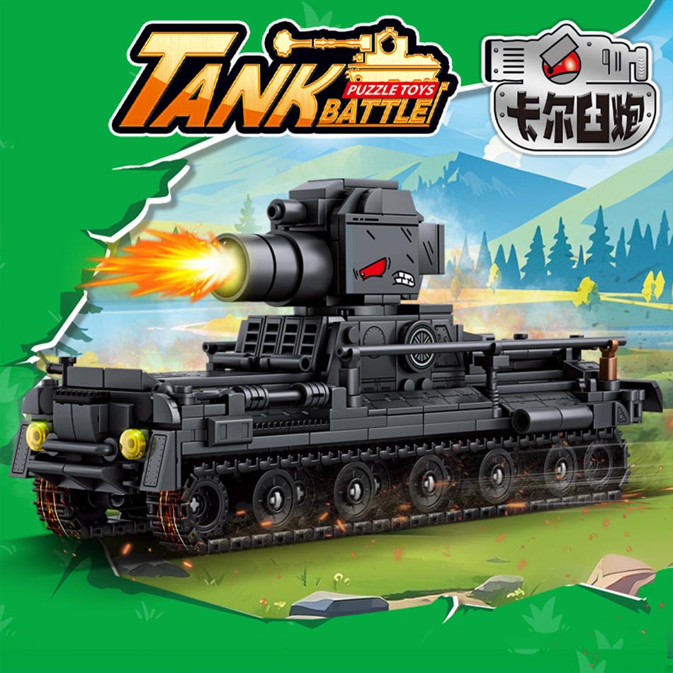 WW2 Military Cartoon Tank Monster Germany Karl Gerat Railway Gun P1000 Soviet KV 44 Model Building Blocks Bricks Toys Kids Gifts