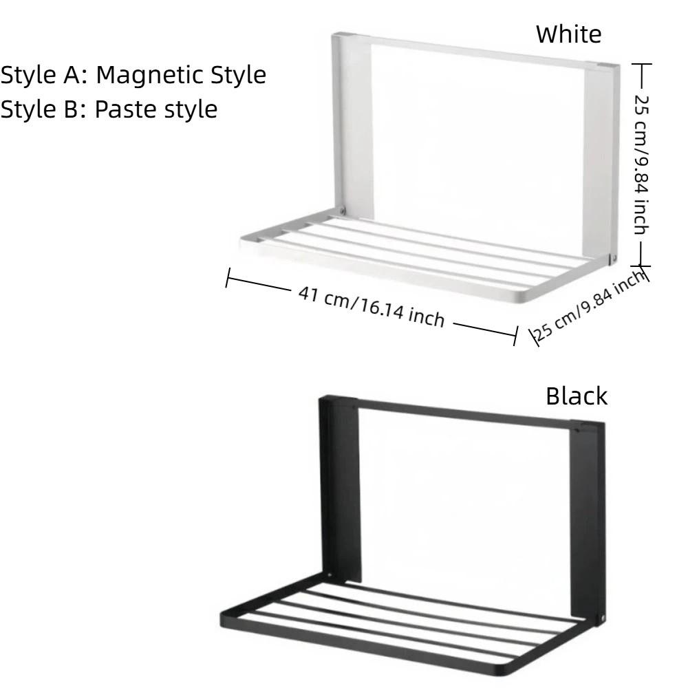 No Punching Magnetic Folding Storage Rack Heavy Duty Metal Side Shelf  Kitchen