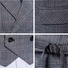 CoolJacket Herre Dress Vest Jakke Dobbel Breasted Ruter Vest Formell Business Party Overdeler Rutet Gilet