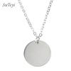 Round 25 Rune Letter Pendant Necklace Silver Color Stainless Steel Disc Viking Necklaces For Women Men