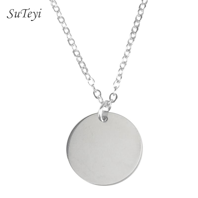 Round 25 Rune Letter Pendant Necklace Silver Color Stainless Steel Disc Viking Necklaces For Women Men