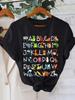 Alphabet Animal Print Back to School Crew Neck T-Shirt for Women T Shirt Streetwear Women's Clothing shirt