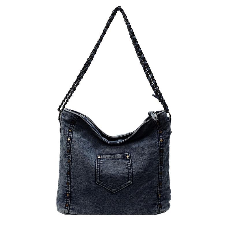 Denim Oblique Span Bag Women's New Casual Large-capacity College Student Class Commuting Shoulder Bag