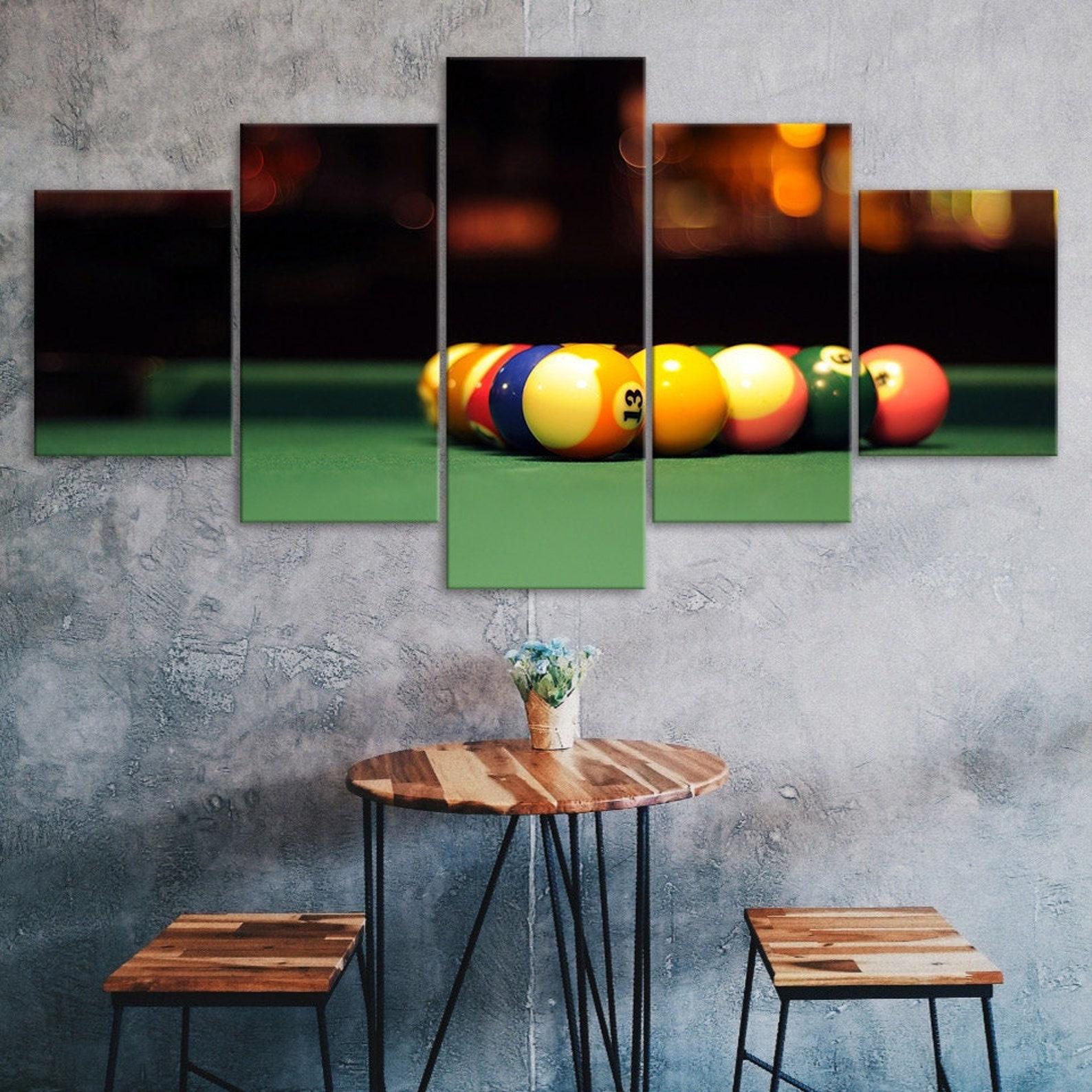 

Billiards Balls Pool Sport Games 5 Piece Five Panel Wall Canvas Print Modern Art Poster Picture Home Decor Gift For Him For Her 20X35 20X45 20X55CM