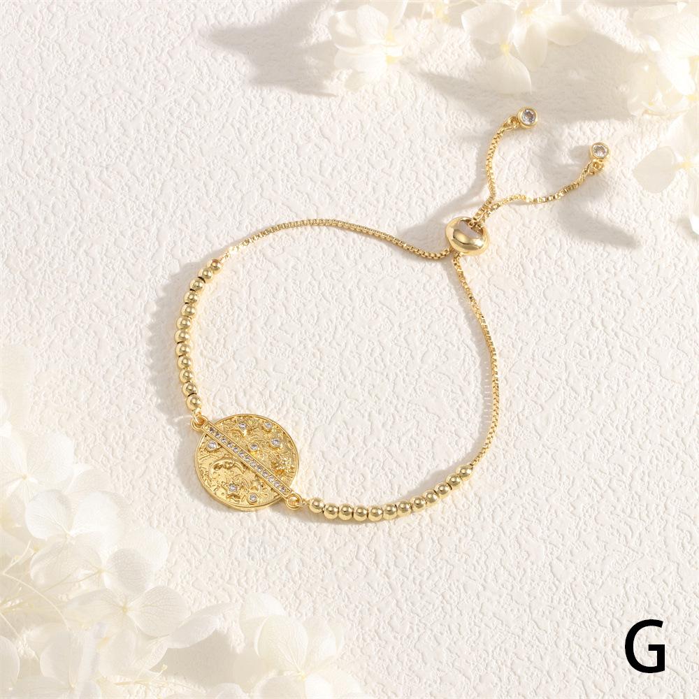 

Медный циркон Звездное небо Солнечный браслет с сердцем и круглыми бусинами