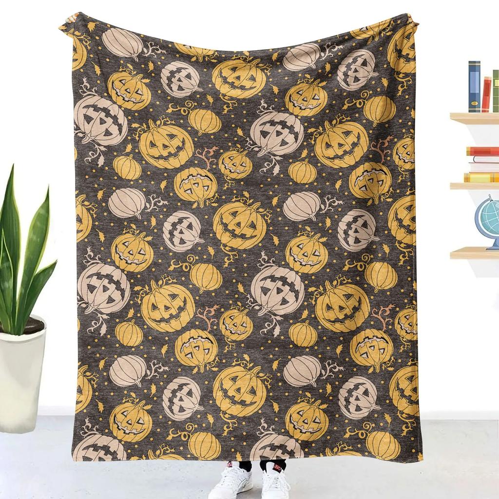 3D Printed Flannel Halloween Blanket Thickened Double-Layer Multifunctional Decorative Blanket Air Conditioning Blankets 150x200