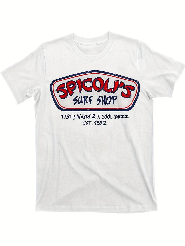 Spicolis Surf Shop Retro Logo T-Shirt Vintage 1981 Grafik-T-Shirt mit Geschmack Wellen Cooler Buzz Slogan Unisex Streetwear Baumwolle
