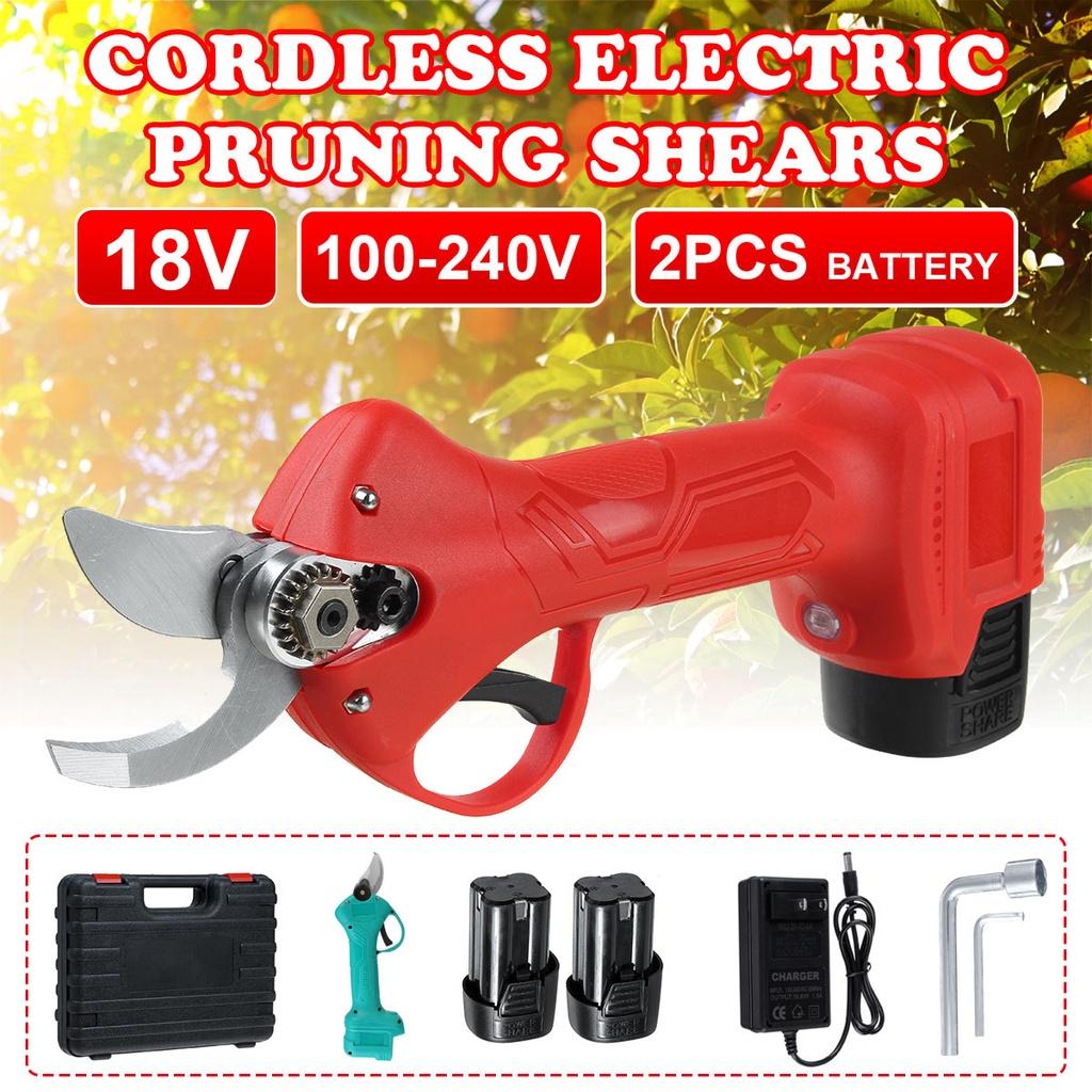 Electric Cordless Pruner Lithium-ion Pruning Shear Efficient Electric Scissors Bonsai Tree Branches Garden Tools Green / Red