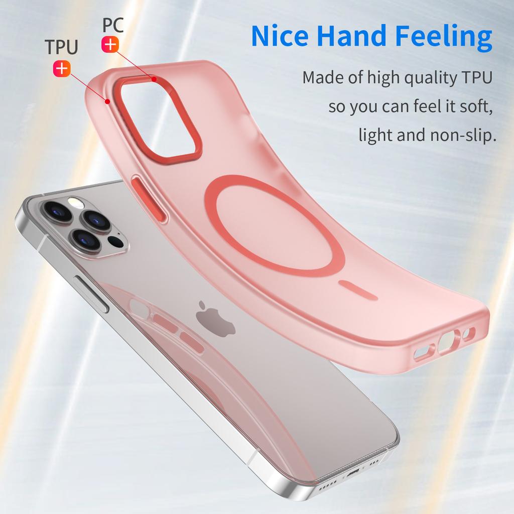 For iPhone 12 Pro 6.1 Inch/12 6.1 Inch Translucent Matte Cover TPU+PC Phone Case Compatible with MagSafe