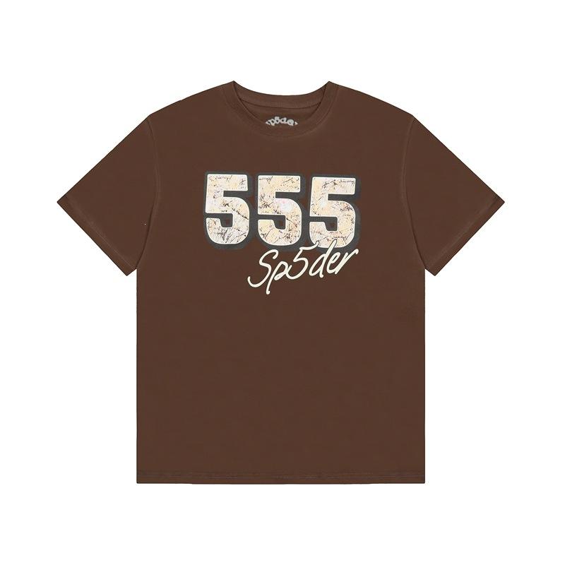 Foreign Trade Meichao Sp5der555555 Spider Web Printing Summer Loose Trend Men's and Women's Couples Short Sleeve T-Shirt Summer