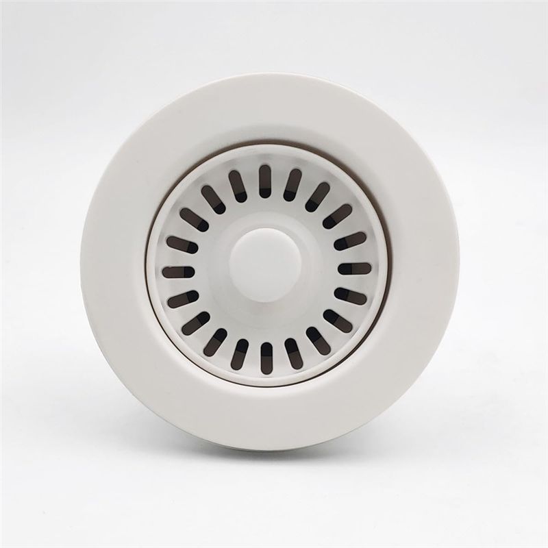 A60Z3-1/2 Inch White Polymer Drain Assembly With Basket Strainer And Stopper For Granite Or Fireclay Kitchen Sinkmay