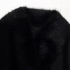 Women's Turn Down Collar Long Sleeve Wool Coat Fitted Waist Faux Fur Trim Maxi Coat Winter Outerwear