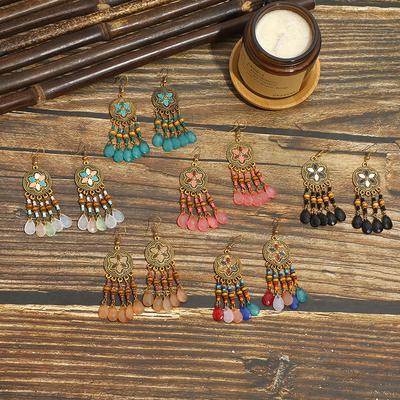 Bohemian Earrings Temperament Retro Water Drop Fringed Earrings Versatile Personality Temperament Ear Hook