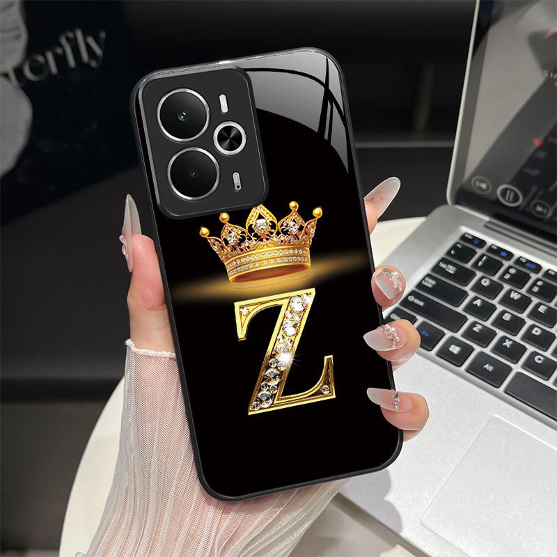 For Oppo Realme 14 14T 5G Case RMX5075 RMX5078 Fashion Letters Shockproof Tempered Glass Cover For Realme14 Realme14T 5G Pouch