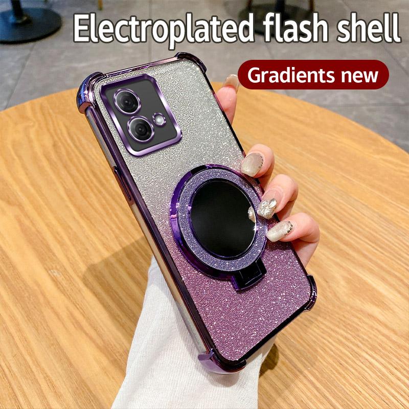 G30 G20 G10 Holder Ring Mirror Phone Case For Motorola Moto G10 G20 G30 G84 G54 G82 5G G52 G71S Soft 6D Plating Shockproof Cover