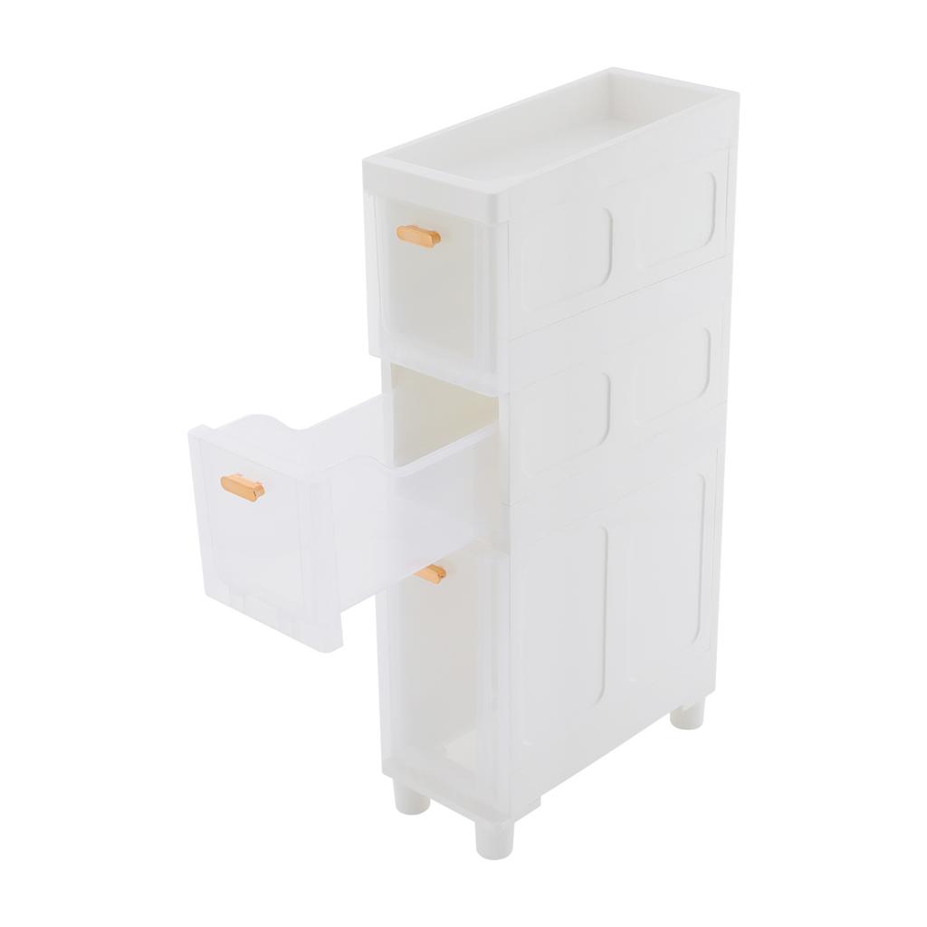 Bathroom Floor Storage Cabinet, Narrow Slim Storage Cabinet, Bathroom Organizer for Kitchens, Bedrooms,Living Rooms Clear Drawer