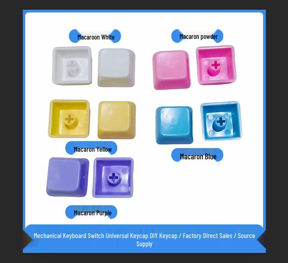 Cross-Shaped Macaron Mechanical Keychain: 4-Key/9-Key Button Stress Relief Switch Tester