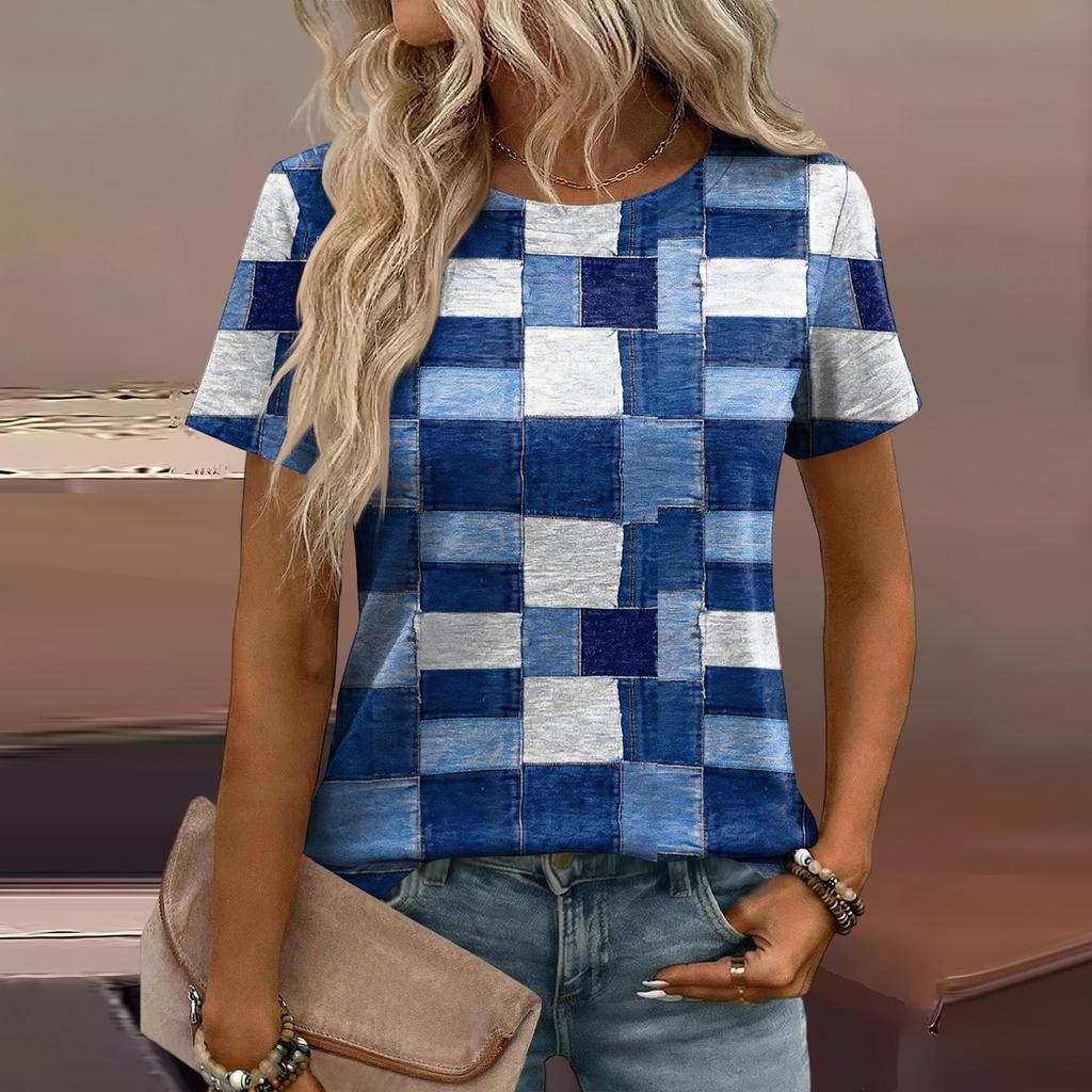 Damen Mode Lässiges Bedrucktes T-Shirt mit Lockerer Passform