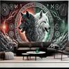 1Pc Twin Wolves Tapestry Wall Hanging, Decorative Fabric Poster for Bedroom, Living Room, Dorm & Home Decor