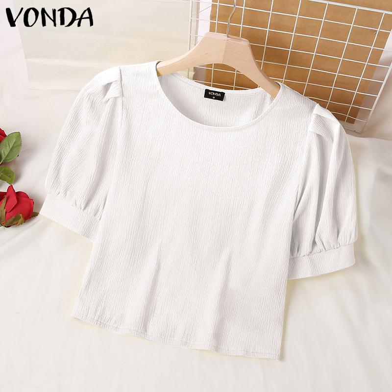 

VONDA Женская летняя Свободная блузка с круглым вырезом и коротким рукавом 5XL белый