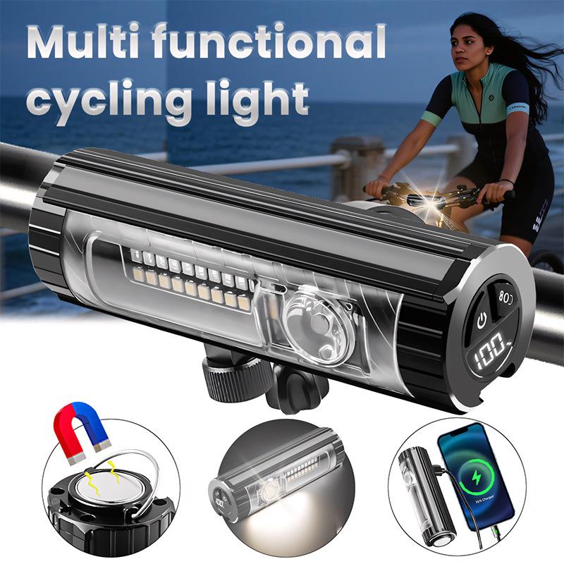 Multifunctional Bicycle Cycling Light with Display and USB Charging for Outdoor Activities