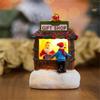 LED Light Up Christmas Ornament Resin House Shape Figurine Desktop Decoration Miniature Cottage Statue for Office