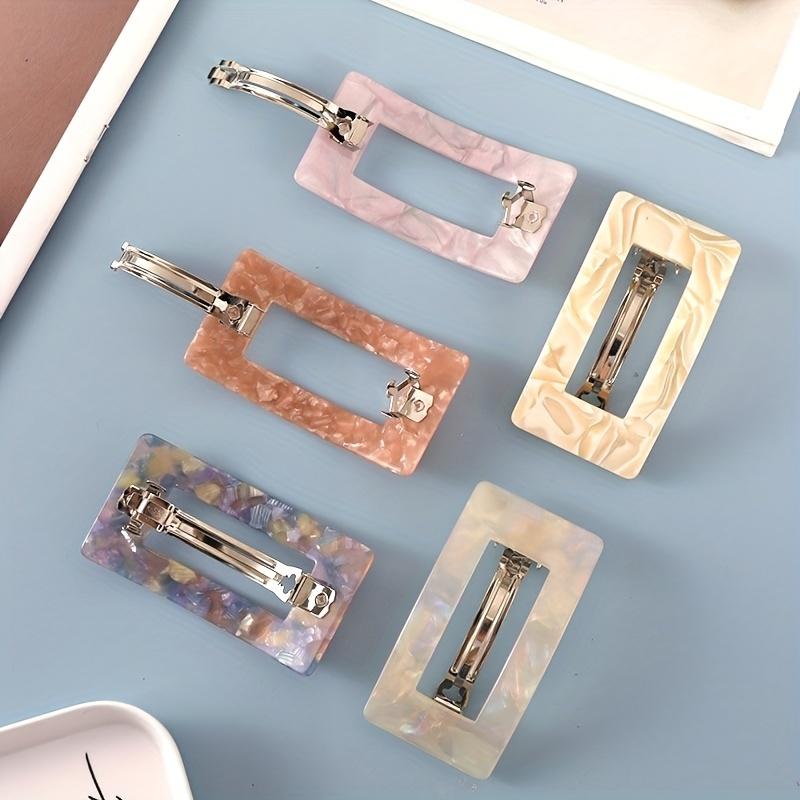 Women's Hollow Acetate Rectangular Hairpin Fashion Elegant Micro Arc Hairpin Fashion Lazy Bundle Hairpin