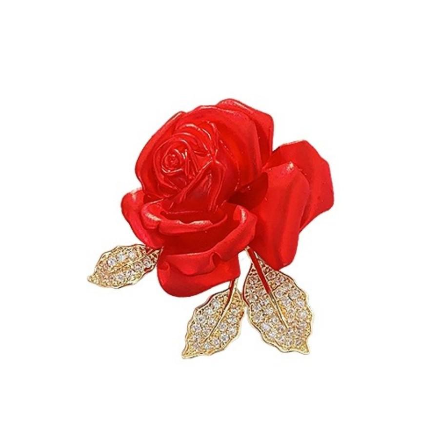

Брошь «Красная роза Бэньминнянь» в китайском стиле - Элегантная высококлассная женская корсажная булавка-аксессуар