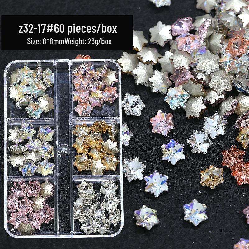 

Sparkly Rhinestone Snowflake Nail Art Decorations - 50pcs