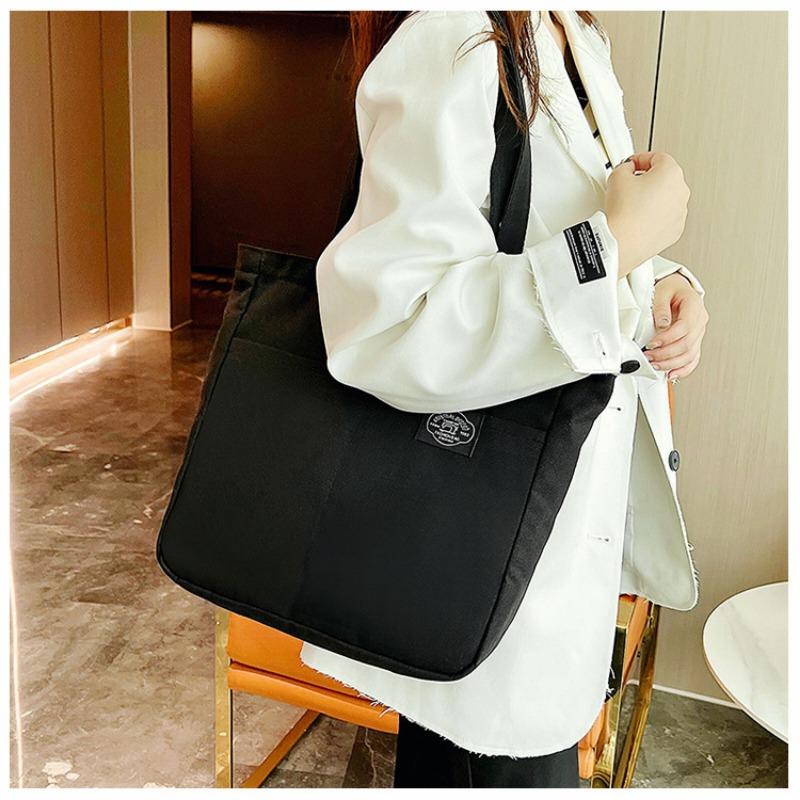 2025 Pure Color Simple Large Capacity Shoulder Bag Tote Shopping Bag