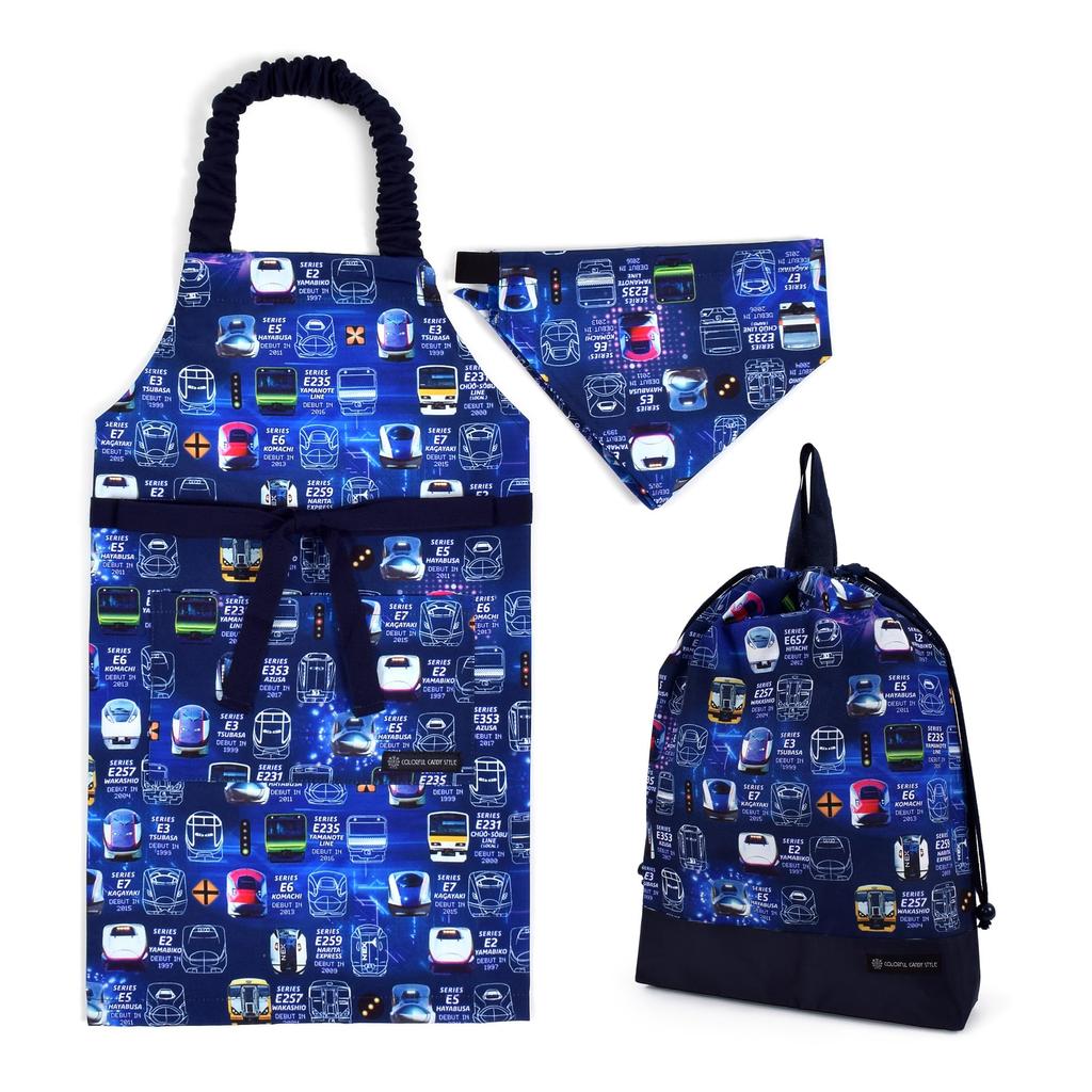 COLORFUL CANDY STYLE drawstring gym clothes apron cooking triangular bandana train face elementary boys NV602500 2-piece set, water-repellent fabric,