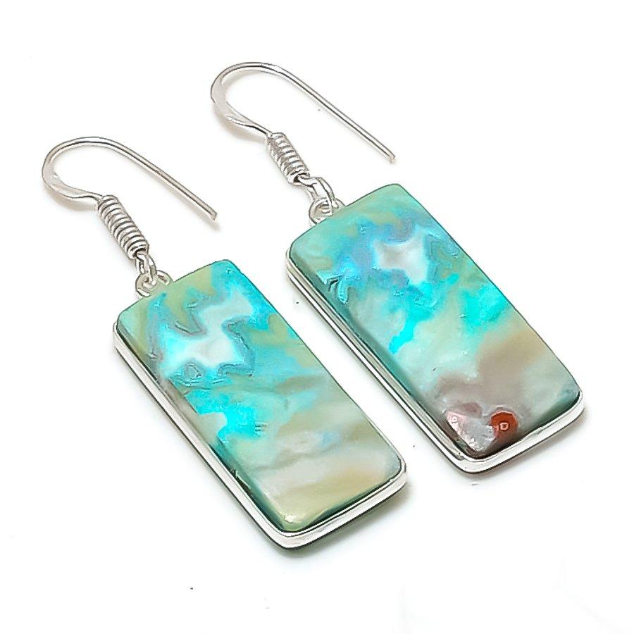 

Natural Lace Agate Gemstone Handmade 925 Sterling Silver Earring 1.85 AE-11502