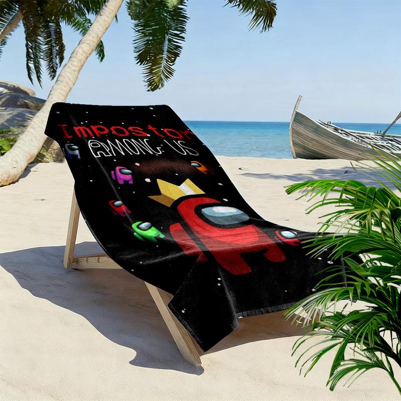 Among Us Print Strandtuch, Großes Weiches Schnelltrocknendes Handtuch für Strand Camping Schwimmen
