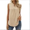 European & American Women's Fashion: Spring/Summer Solid Color V-Neck Sleeveless Shirt with Lace Trim