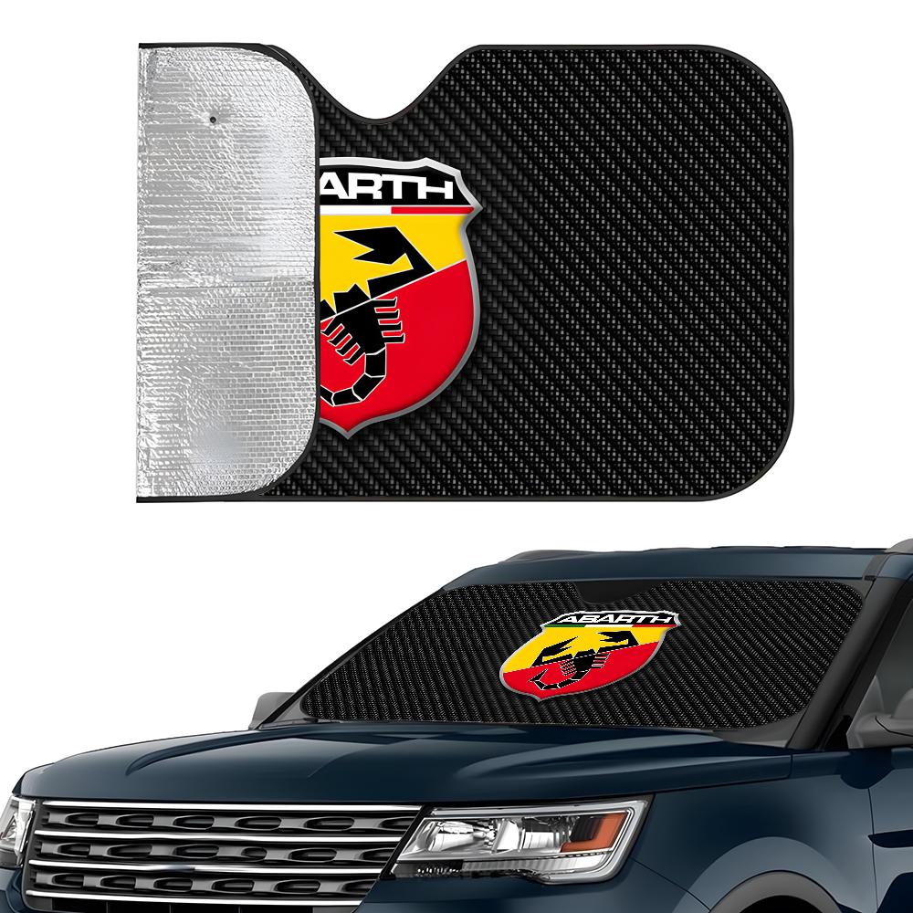 Luxury A-AbarthS-S Logo Car SunShade Visor Reusable Aluminum Foil UV Protector Suction Cups Heat Three-layer Insulation