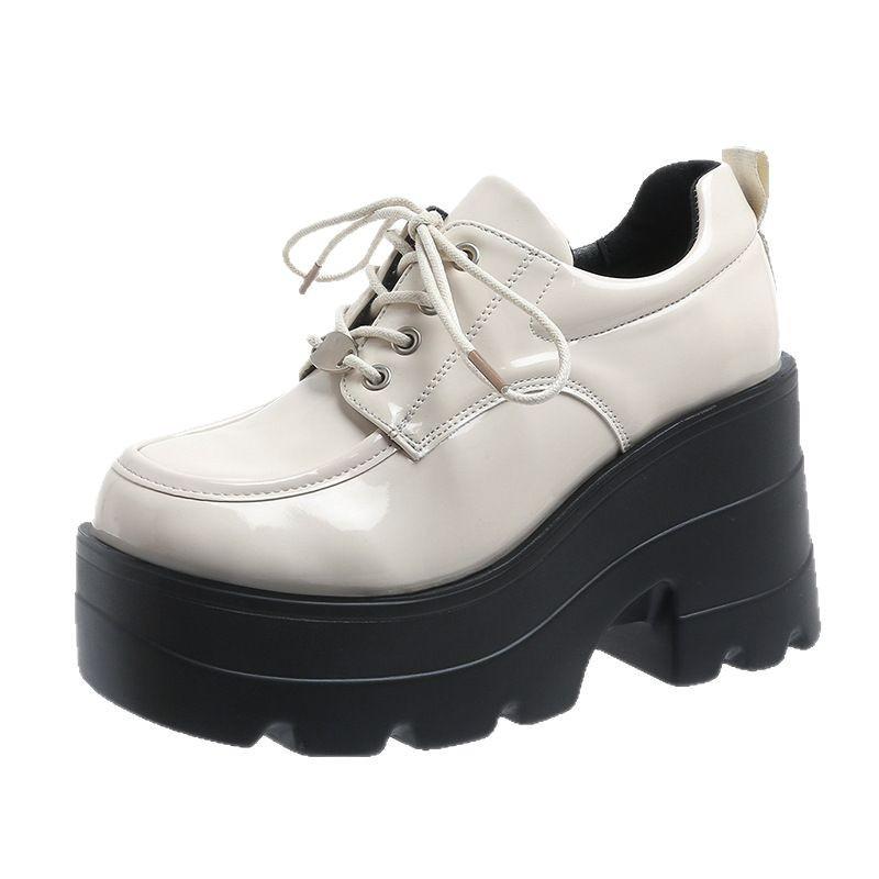 Patent Leather Women's Single Shoes Platform British Style Small Leather Shoes Universal Cos Height-increasing Shoes Spring New Small Casual Shoes