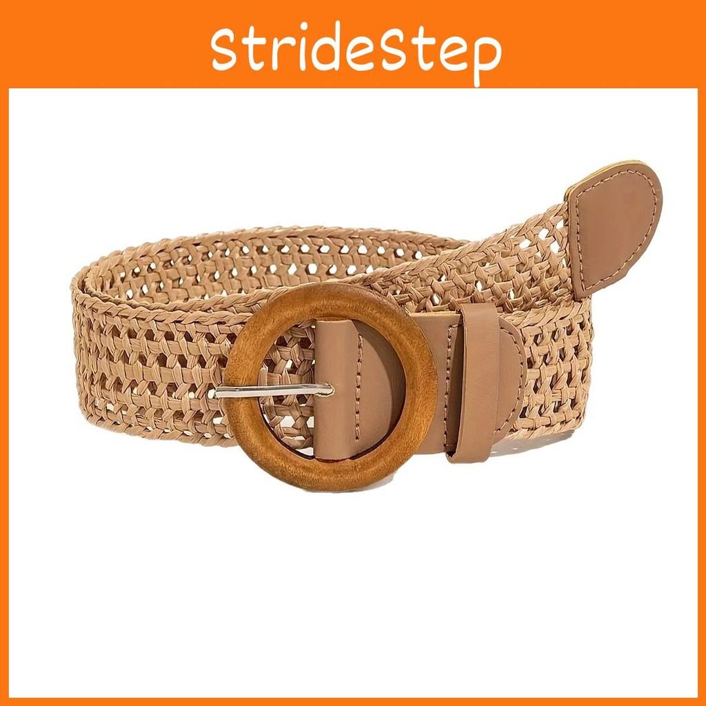 Cotton Woven Bohemian Linen Belt With Round Buckle For Women Dress Accessories