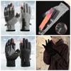 Anti-slip PU Anti-cold Mittens Soft Plush Thickened Gloves Gift Windproof Finger Mittens  Skiing