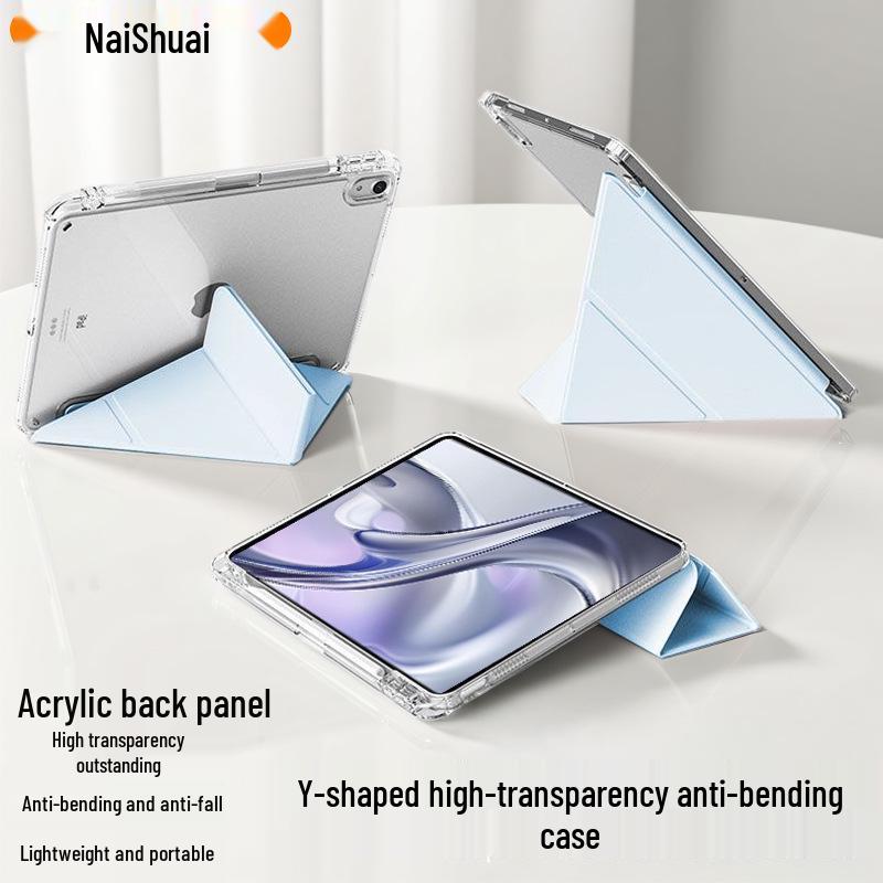 iPad Acrylic Protective Case for Pro/Air/Mini - 3+Y Fold Design for 11/13/8.3 Inch - Anti-Bending Tablet Cover