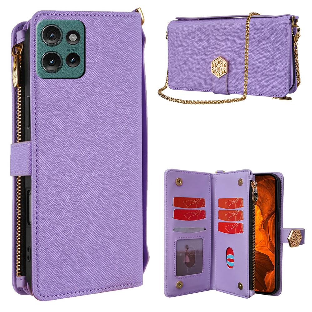 

For Motorola Edge 50 Neo 5G/Moto S50 5G/Thinkphone 25 5G Case Cross Texture PU Leather+TPU Wallet Phone Cover with Strap C