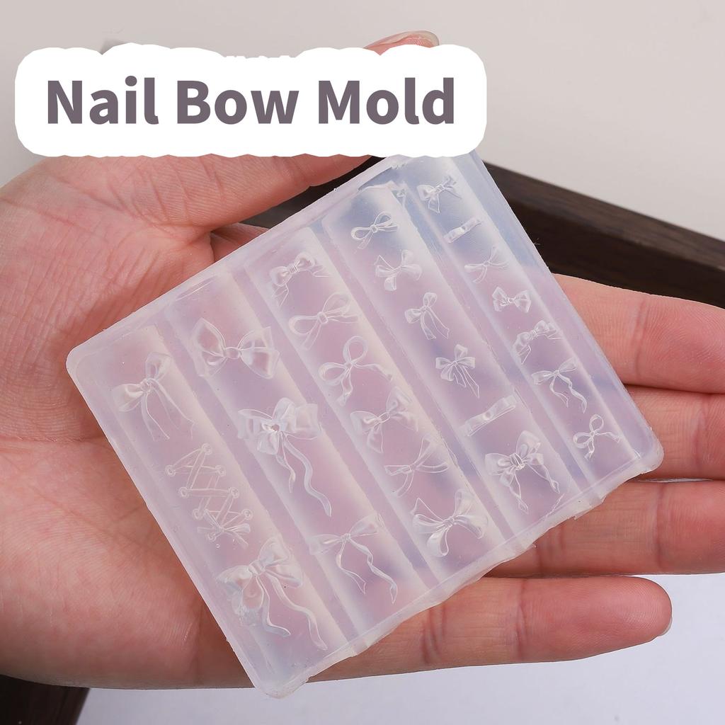 3D Bowknot Molds Nail Art Silicone Molds Bows Nail Molds Stencils Manicure Template Molds Nail Art Decorations